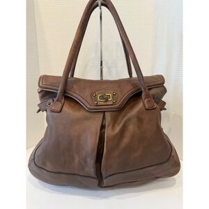 Vintage Ann Taylor Large Brown Leather Hobo Shoulder Bag Purse